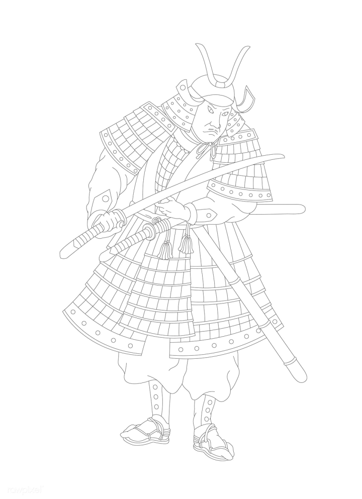 Free samurai japanese warrior adult coloring page free stock vector