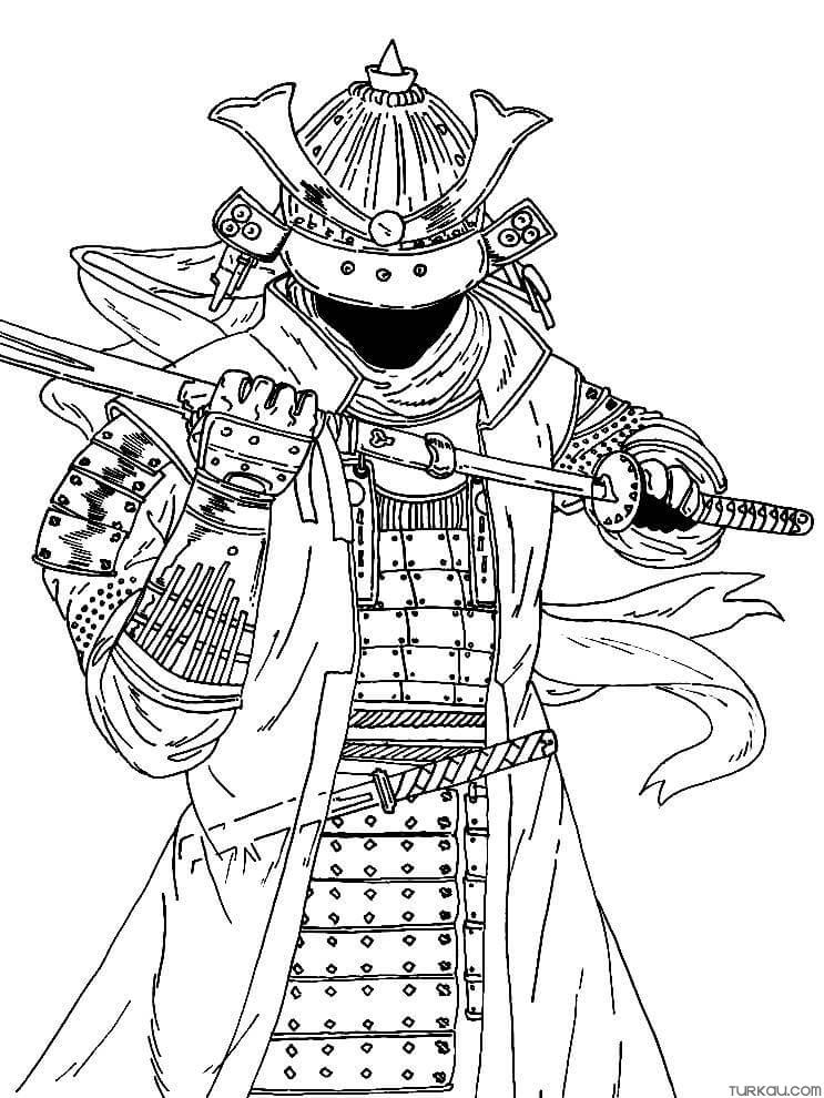 Anime samurai coloring page