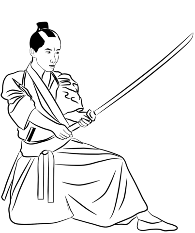 Samurai with katana coloring page free printable coloring pages