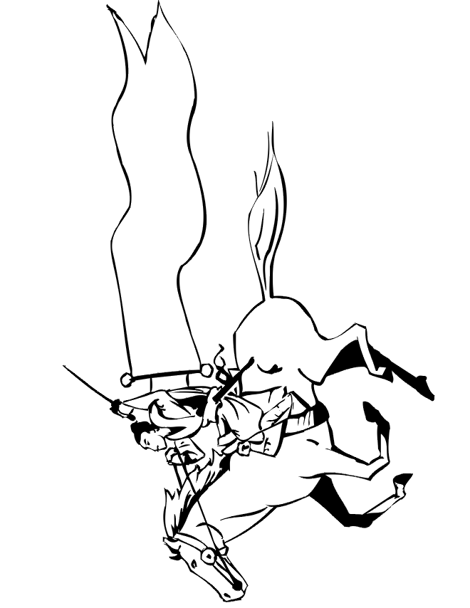 Horse coloring page samurai on horseback sword drawn