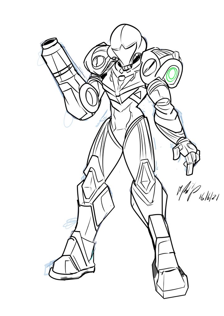 Michael philp art on x lineart for samus from metroiddread wip fanart httpstcopsdvaiwg x