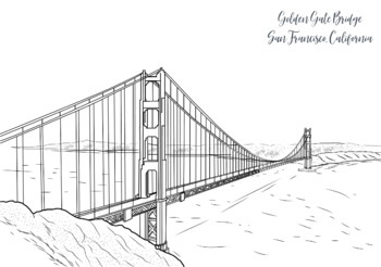 Golden gate bridge coloring page by socal field trips tpt
