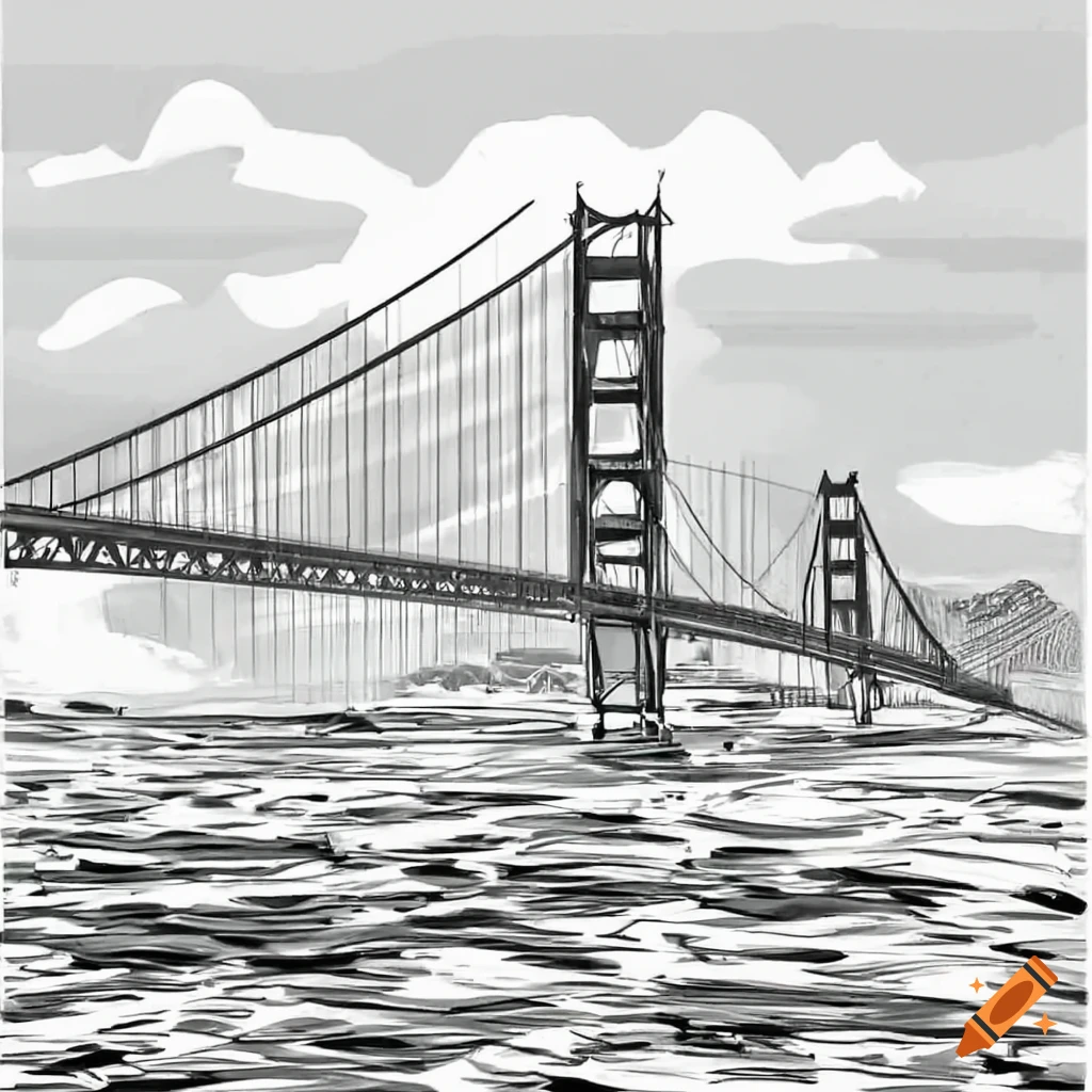 Coloring page of the golden gate bridge in san francisco on