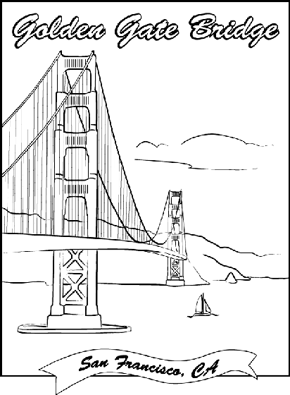 Golden gate bridge coloring page