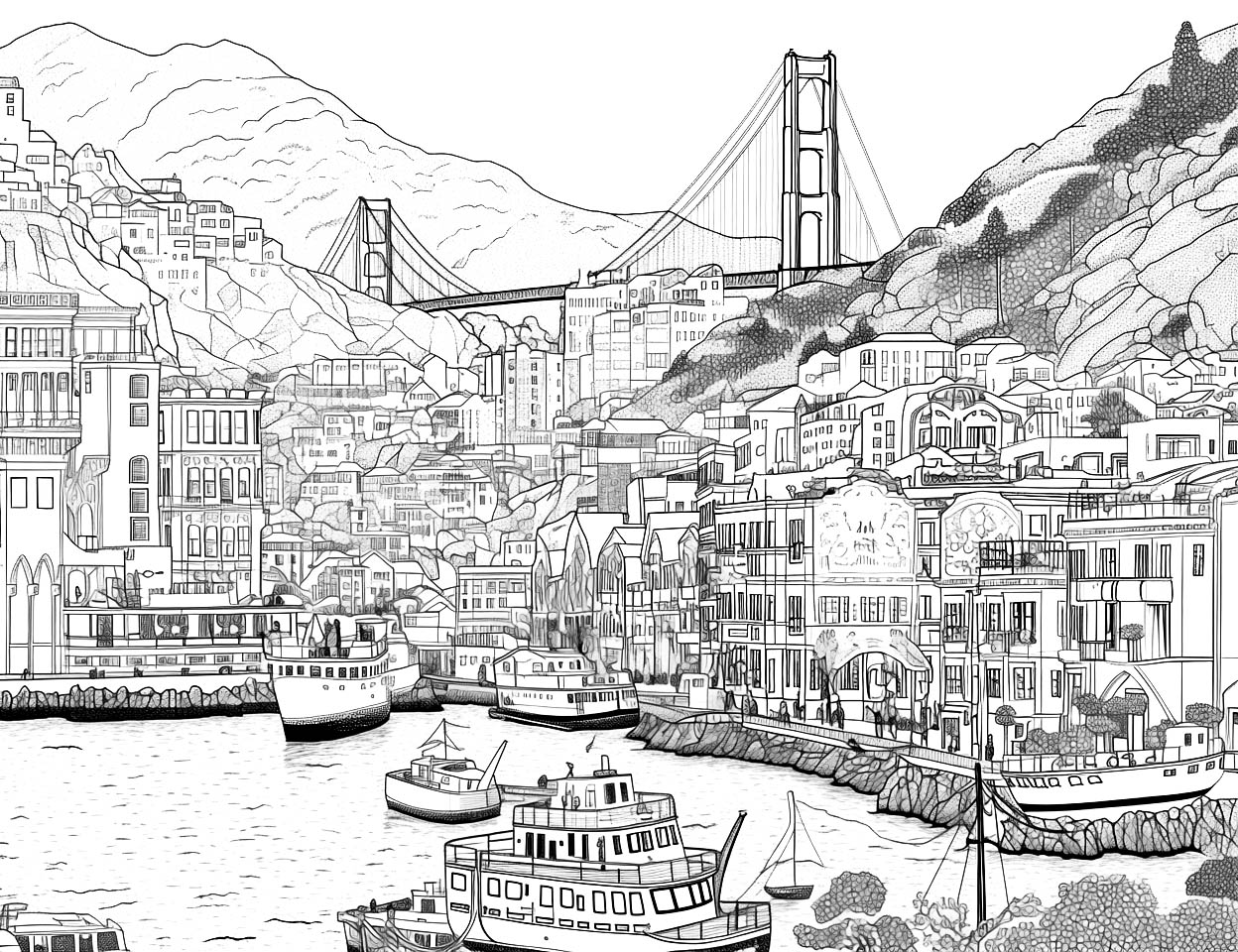 Scenic landscape coloring pages