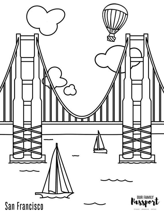 San francisco golden gate bridge coloring page