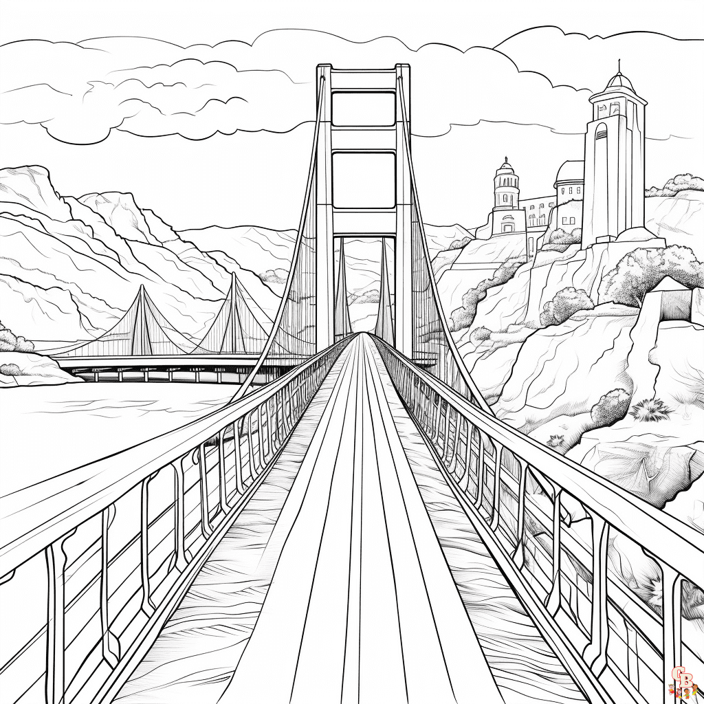 Printable bridge coloring pages free for kids and adults