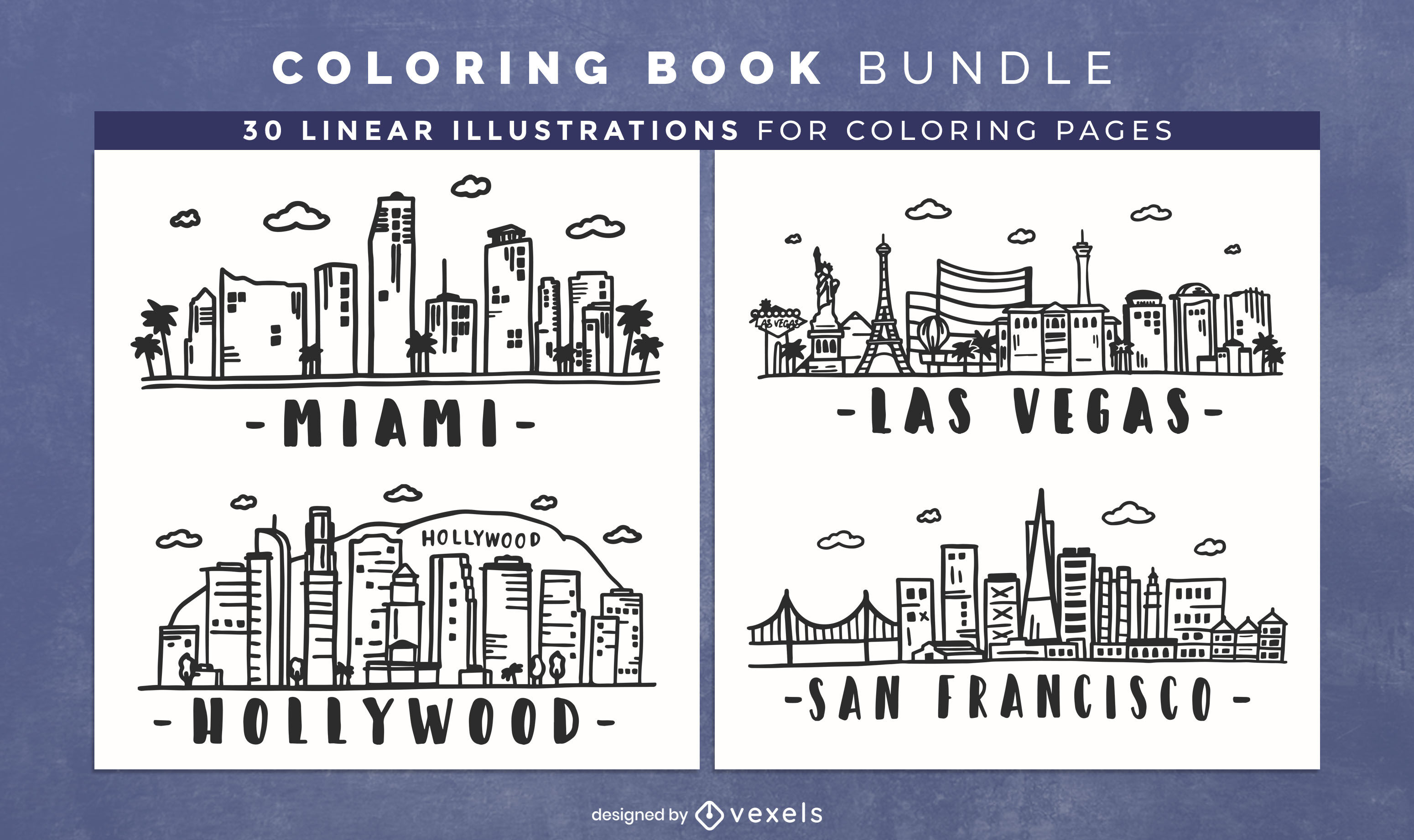 Usa skylines coloring book pages design vector download