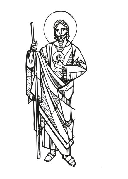 Hand drawn illustration of st jude thaddeus stock illustration