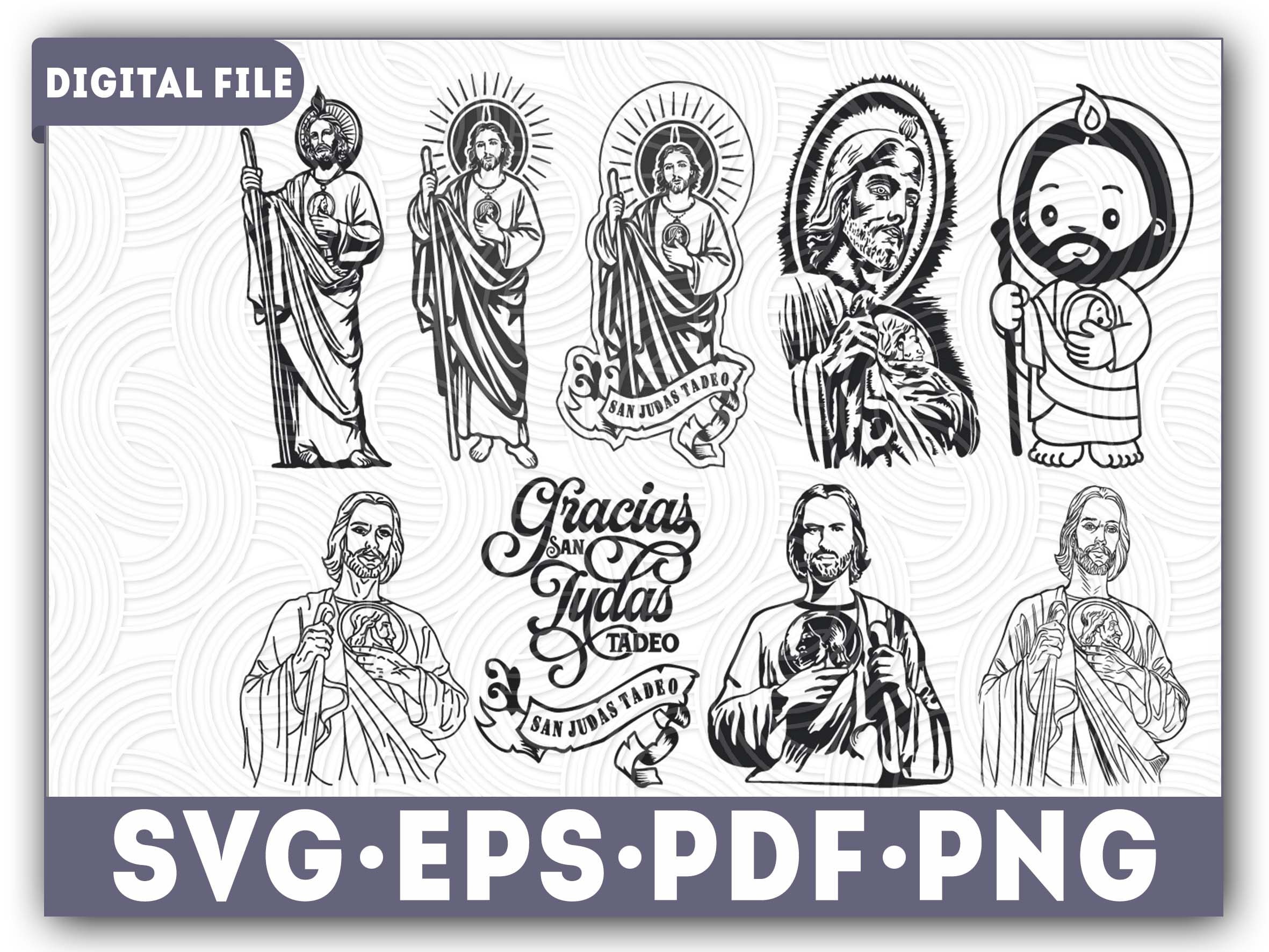 San judas saint judas tadeo silhouette bundle svg prayer svg religion svg clipart cricut jesus cut file vector file eps png svg