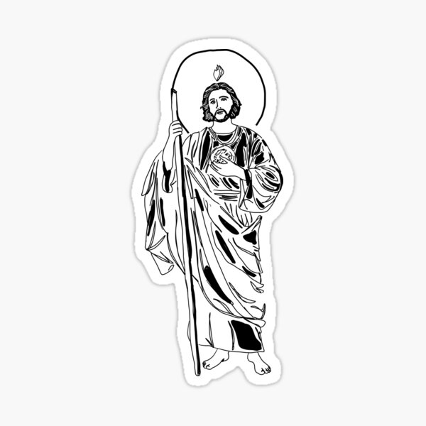 Saint thaddeus in black and white sticker for sale by corazonbysergio