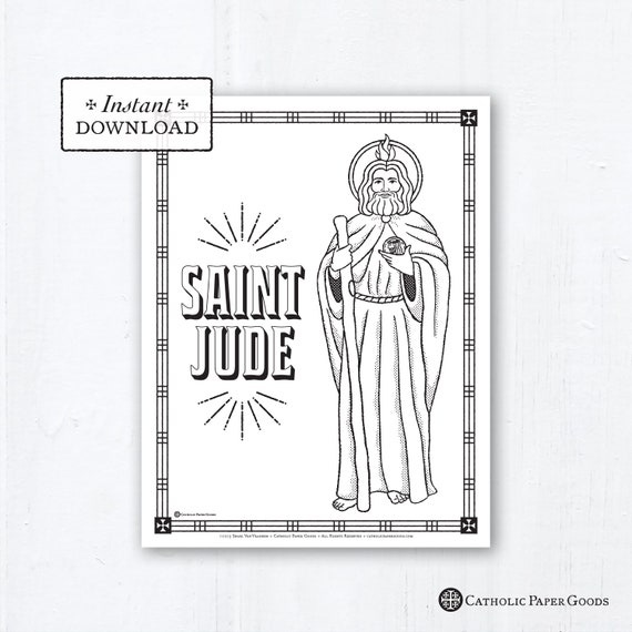 Catholic coloring page saint jude catholic saints printable coloring page digital pdf