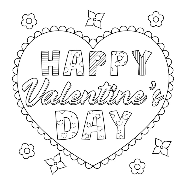 Premium vector happy valentines day coloring page for kids