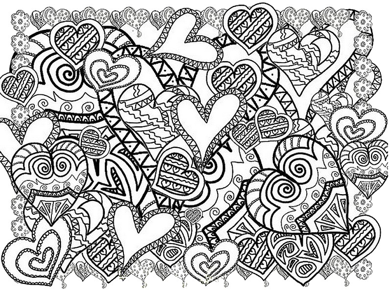 Art therapy coloring page valentine s day hearts