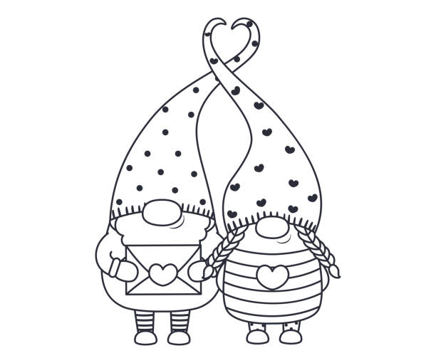 Valentine coloring pages stock illustrations royalty