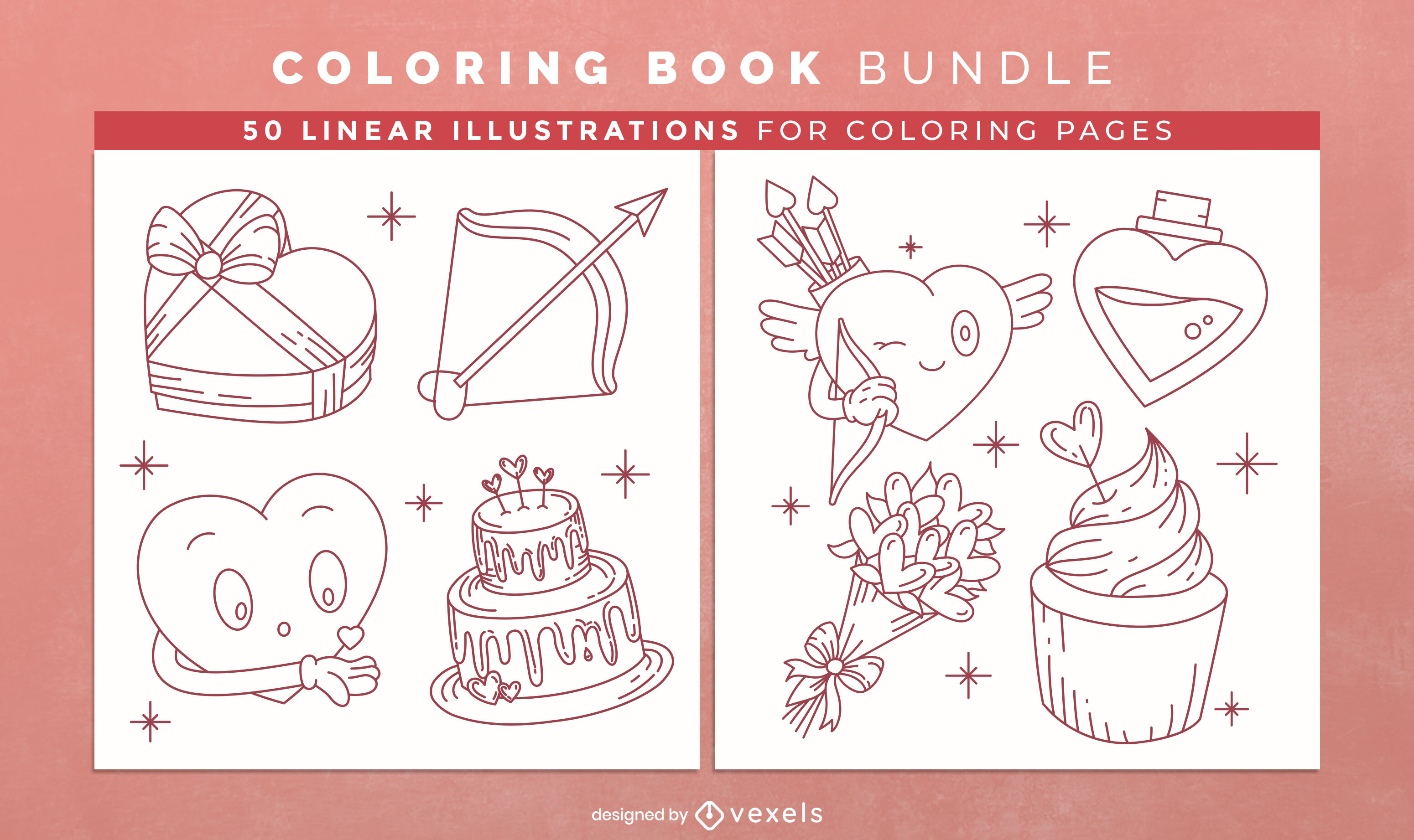 Valentines day coloring book design pages vector download