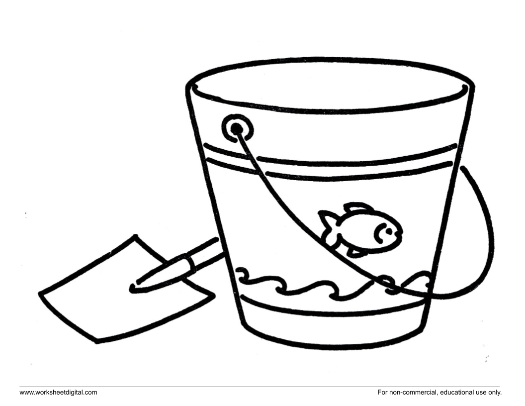 Coloring page kids beach bucket