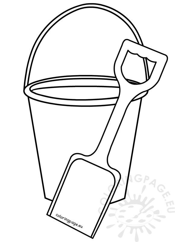 Pail and shovel toys coloring page