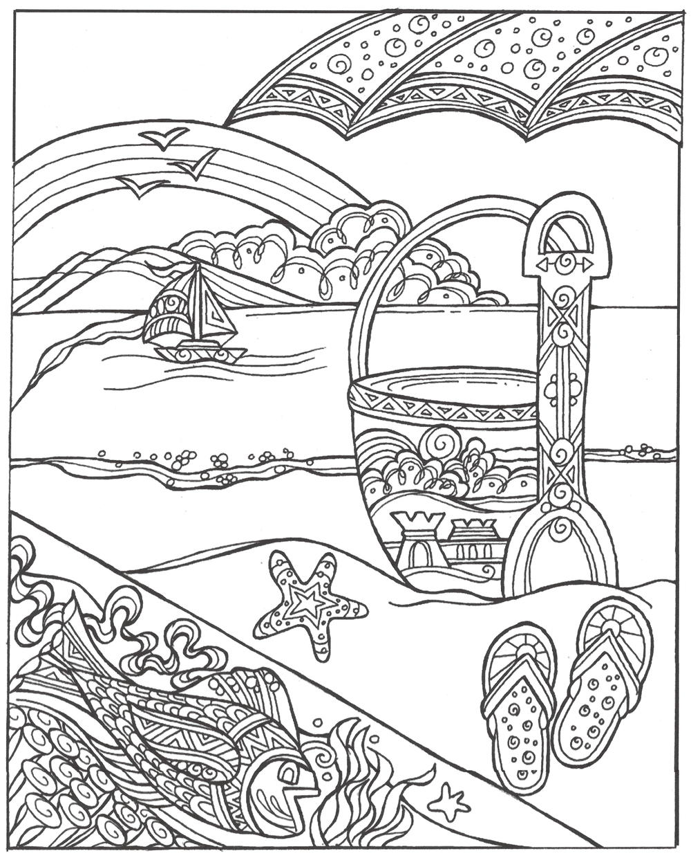 Sand bucket and shovel coloring page