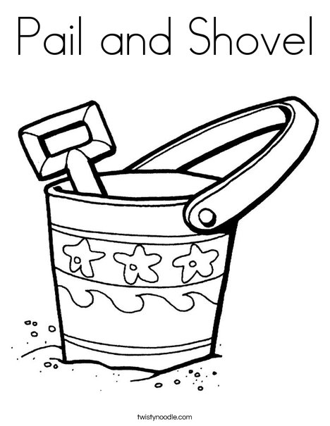 Pail and shovel coloring page