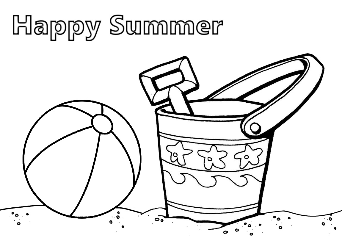 Sun sand and coloring summer beach coloring pages