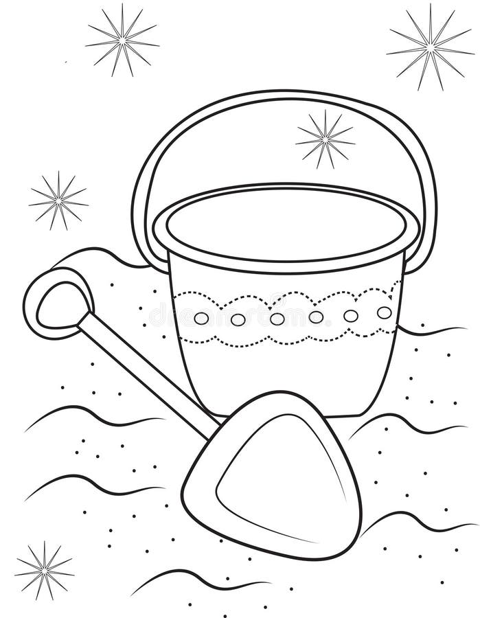 Sand toys coloring page stock illustration illustration of beauty