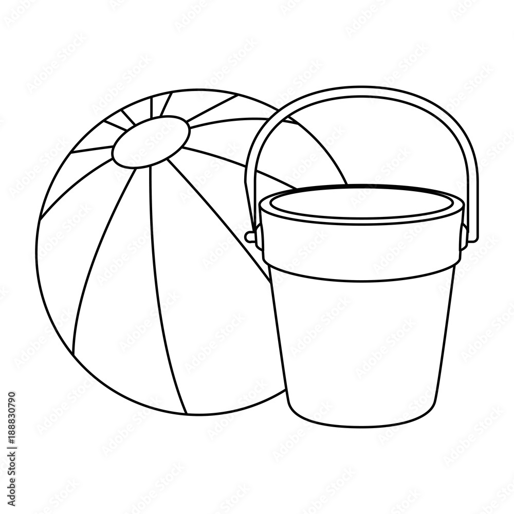 Sand bucket beach with balloon vector illustration design vector