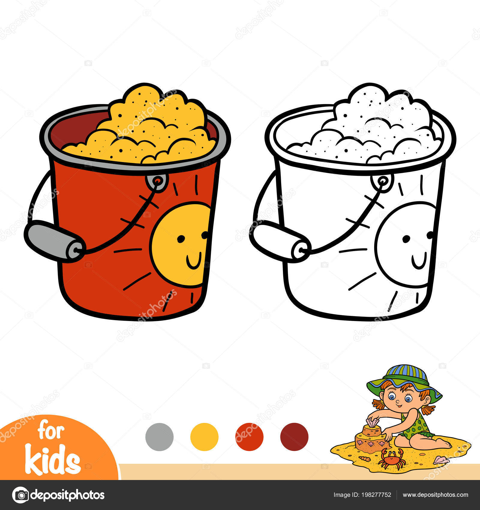 Coloring book children pail sand stock vector by ksenyasavva