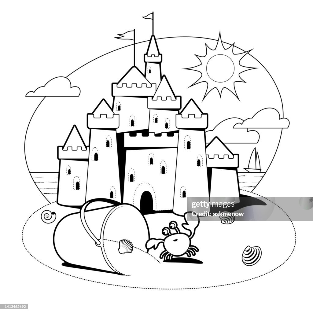 Sandcastle coloring page high