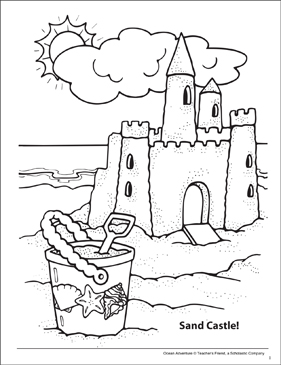 Sand castle ocean adventure coloring page printable coloring pages