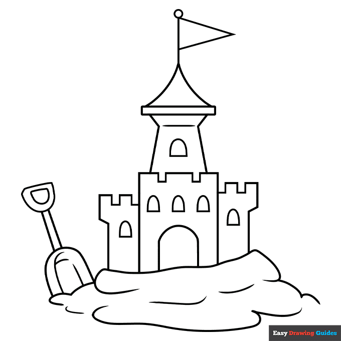 Sand castle coloring page easy drawing guides