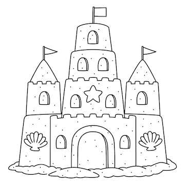 Premium vector a cute and funny coloring page of a sandcastle provides hours of coloring fun for children color this page is very easy suitable for little kids and toddlers