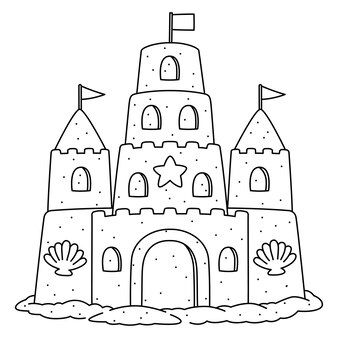 Simple castle coloring page images