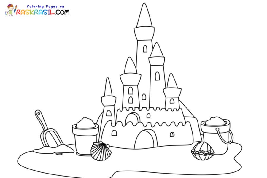 Sand castle coloring pages printable for free download