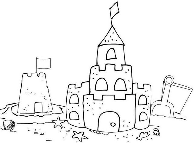 Seven beautiful sand castle coloring pages for kids