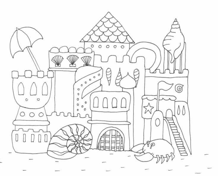 Sand castle coloring page
