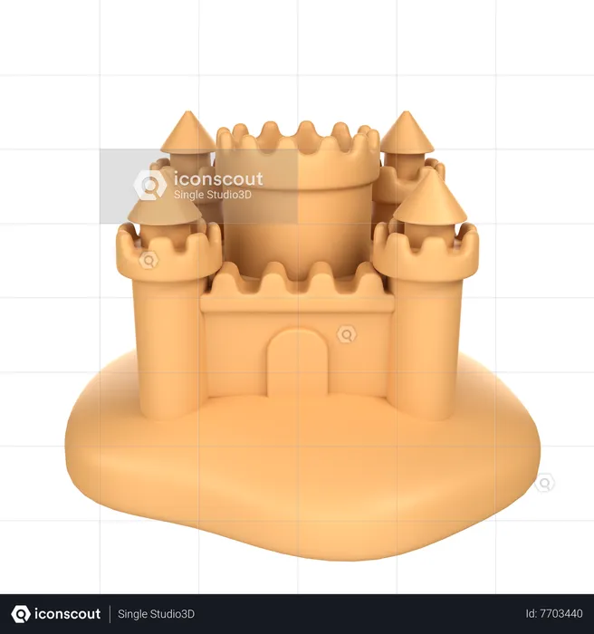 Sand castle d icon download in png obj or blend format