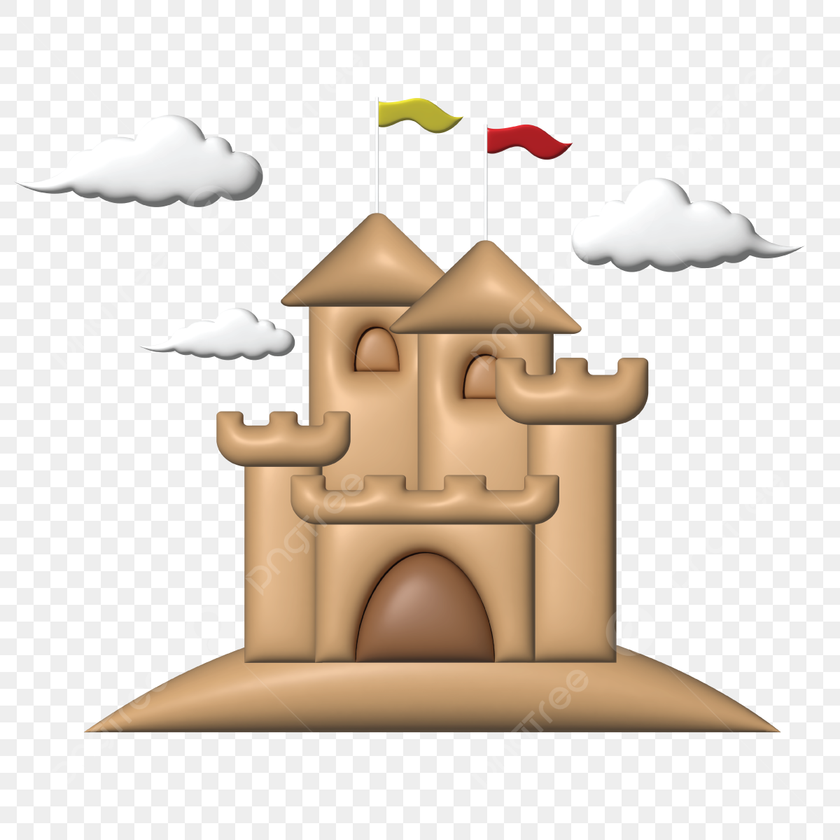 Sand d png d sand castle illustration on summer beach sand castle d summer png image for free download