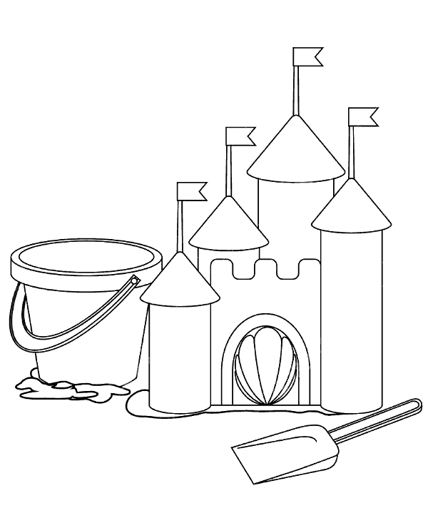 Easy coloring sheet sand castle