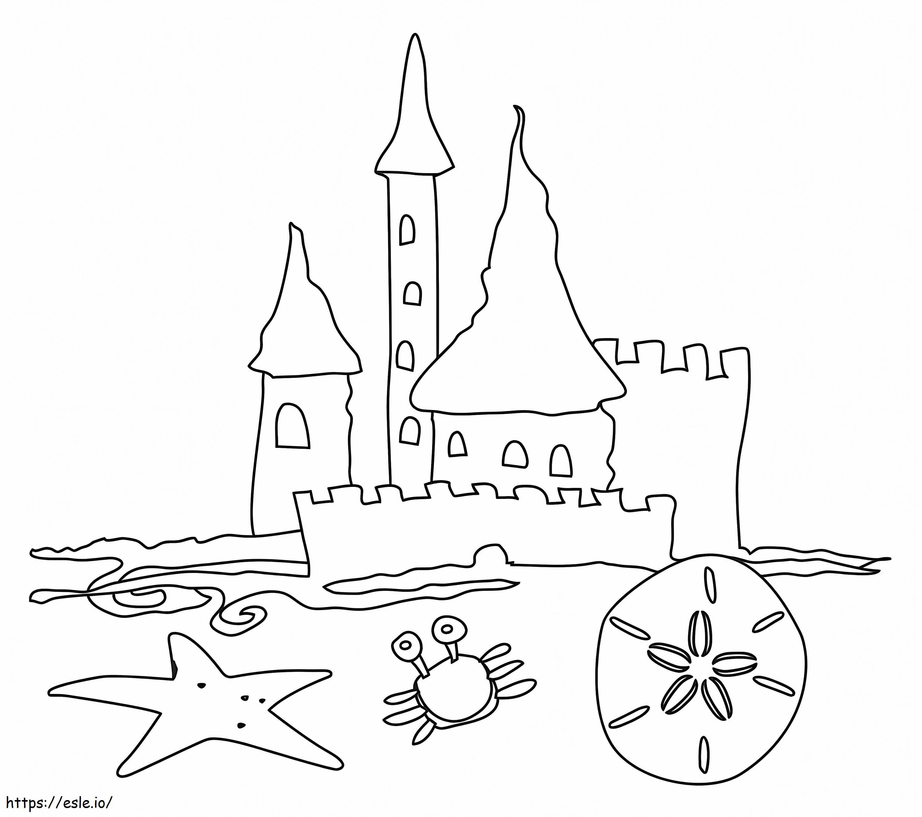 Printable sand castle coloring page