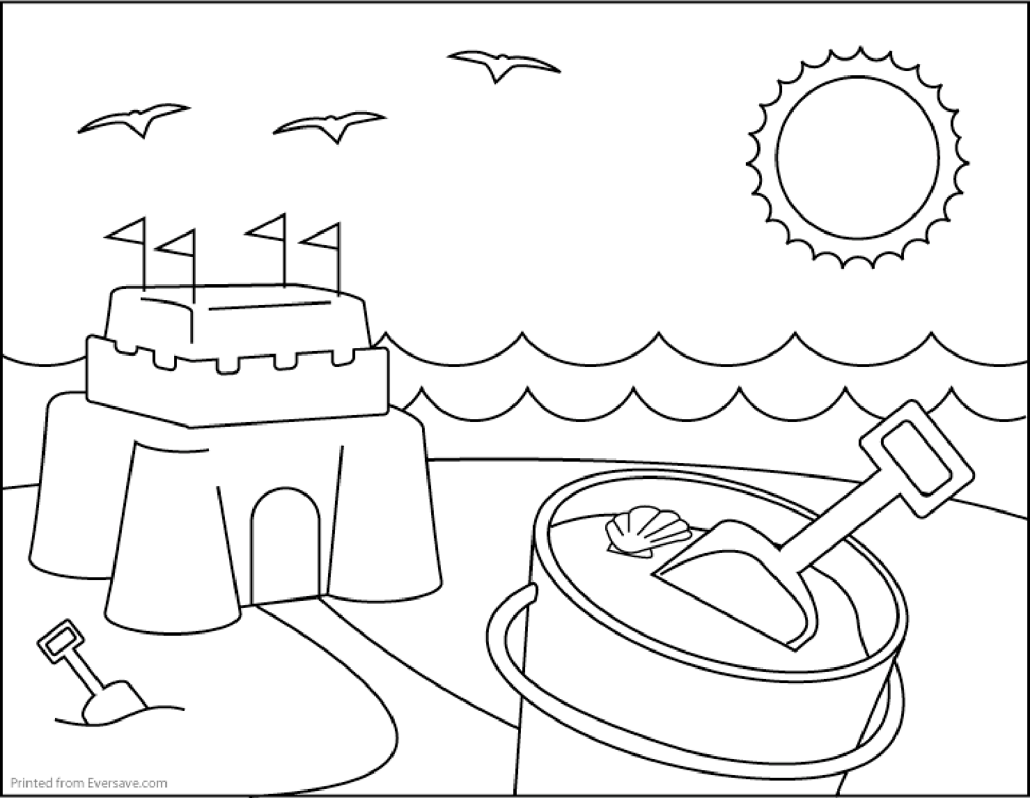 Sand castle coloring page