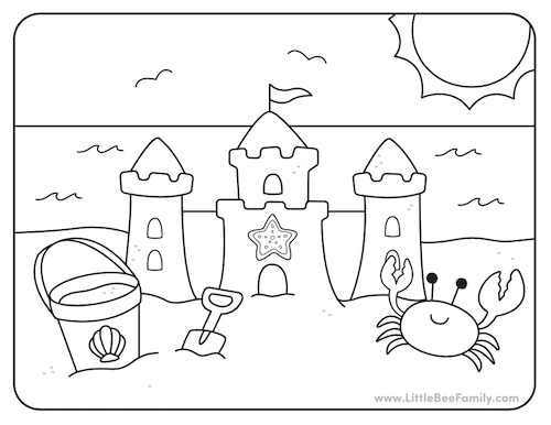 Sand castle coloring page