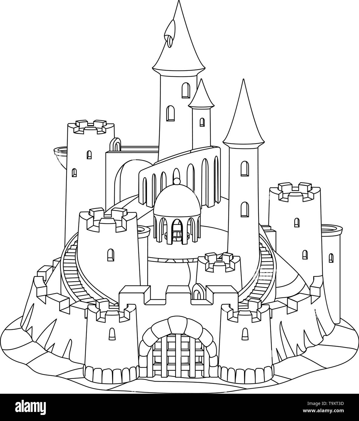 Fantasy castle black and white stock photos images