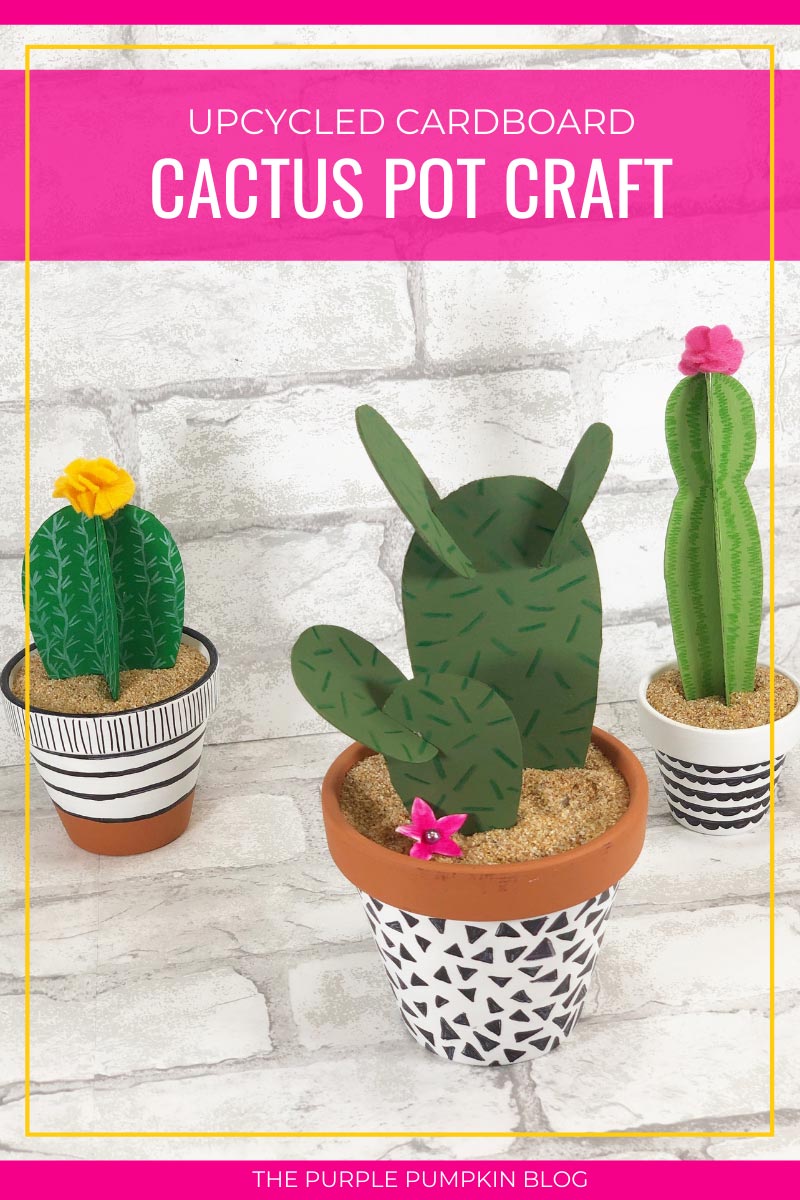 Cute upcycled cardboard cactus craft free printable template