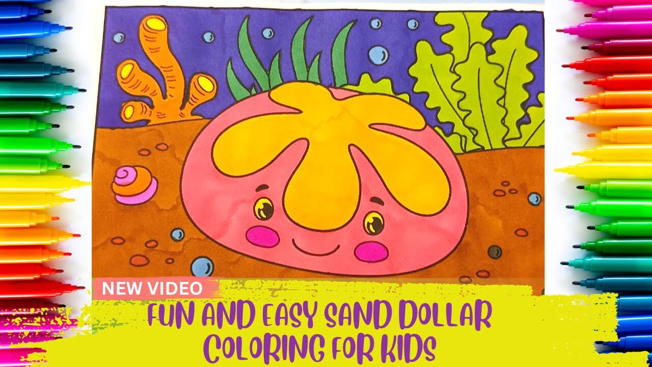 Fun and easy sand dollar coloring for kids