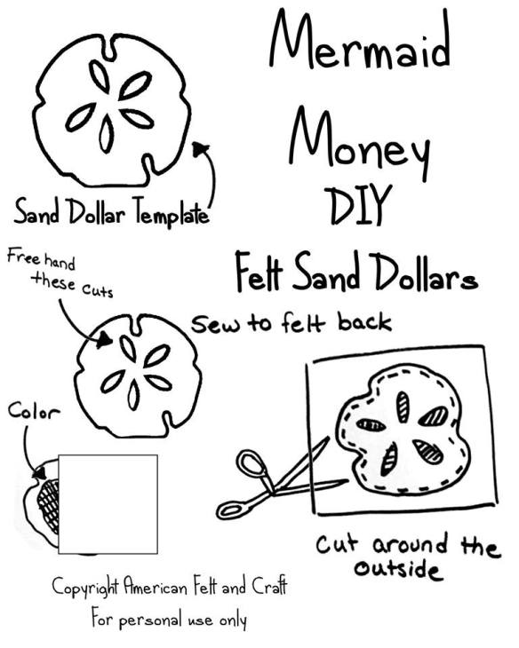 Diy felt sand dollars â mermaid money american felt craft blog