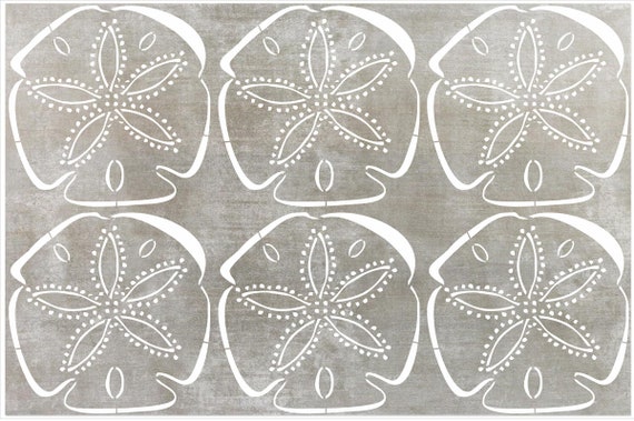 Sand dollar stencil create beach pillows or sand dollar prints reusable sizes wall stencil or floor tile stencil