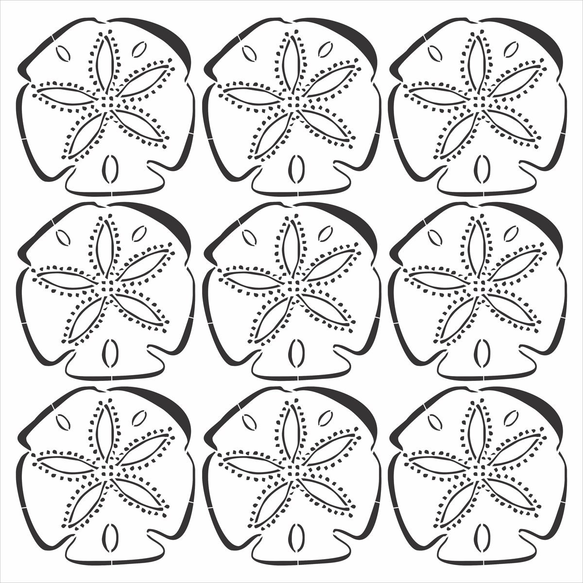 Sand dollar stencil create beach pillows or sand dollar prints reusable sizes wall stencil or floor tile stencil