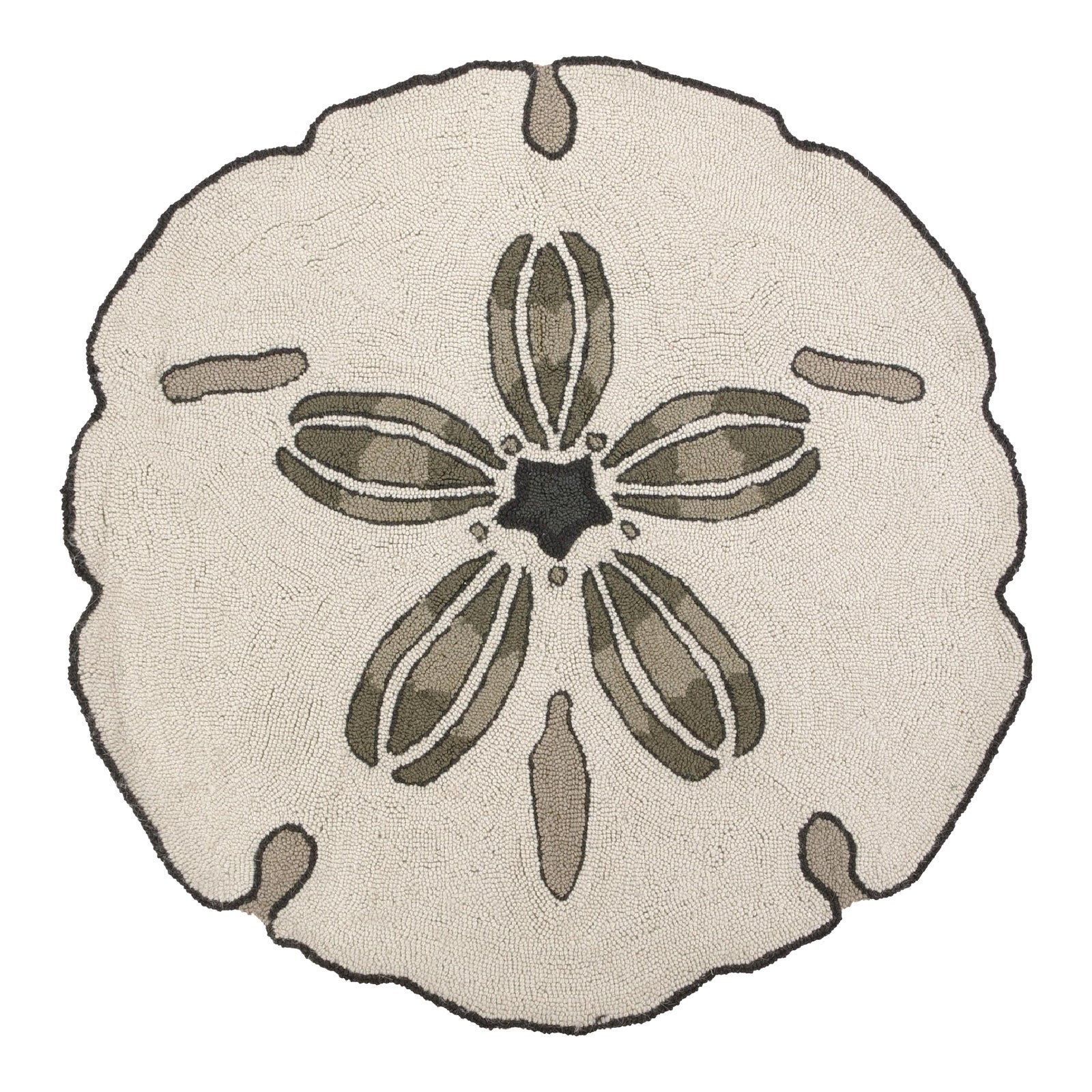 Sand dollar shaped round hook rug x