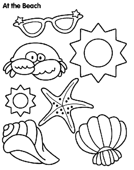 Sun and sand coloring page